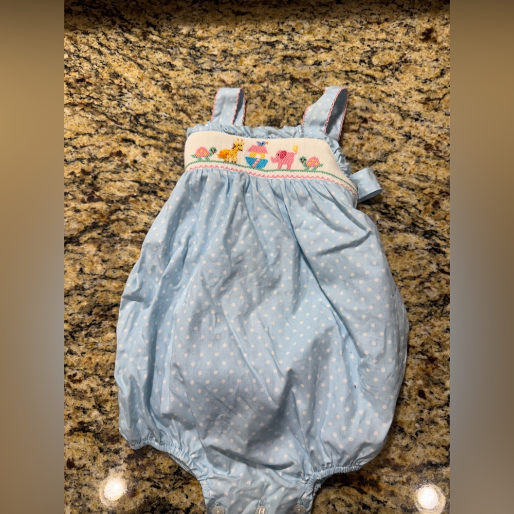Blue Floral Trim Diaper Cover One Piece